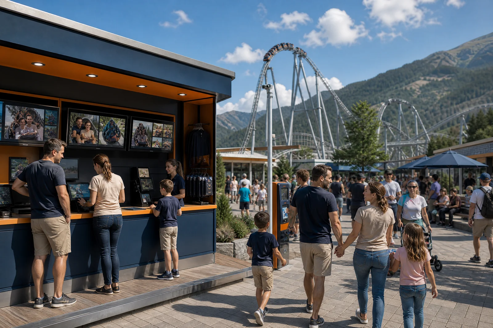 Zentraler Verkaufspunkt für ActionPic-Medien in einem Freizeitpark