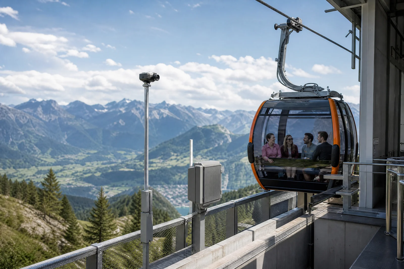 Panorama-Fotosystem an einer alpinen Seilbahnstation